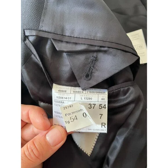 LKNEW CANALI Mens Dinner Jacket Size 44R XL navy woven 100% wool two button